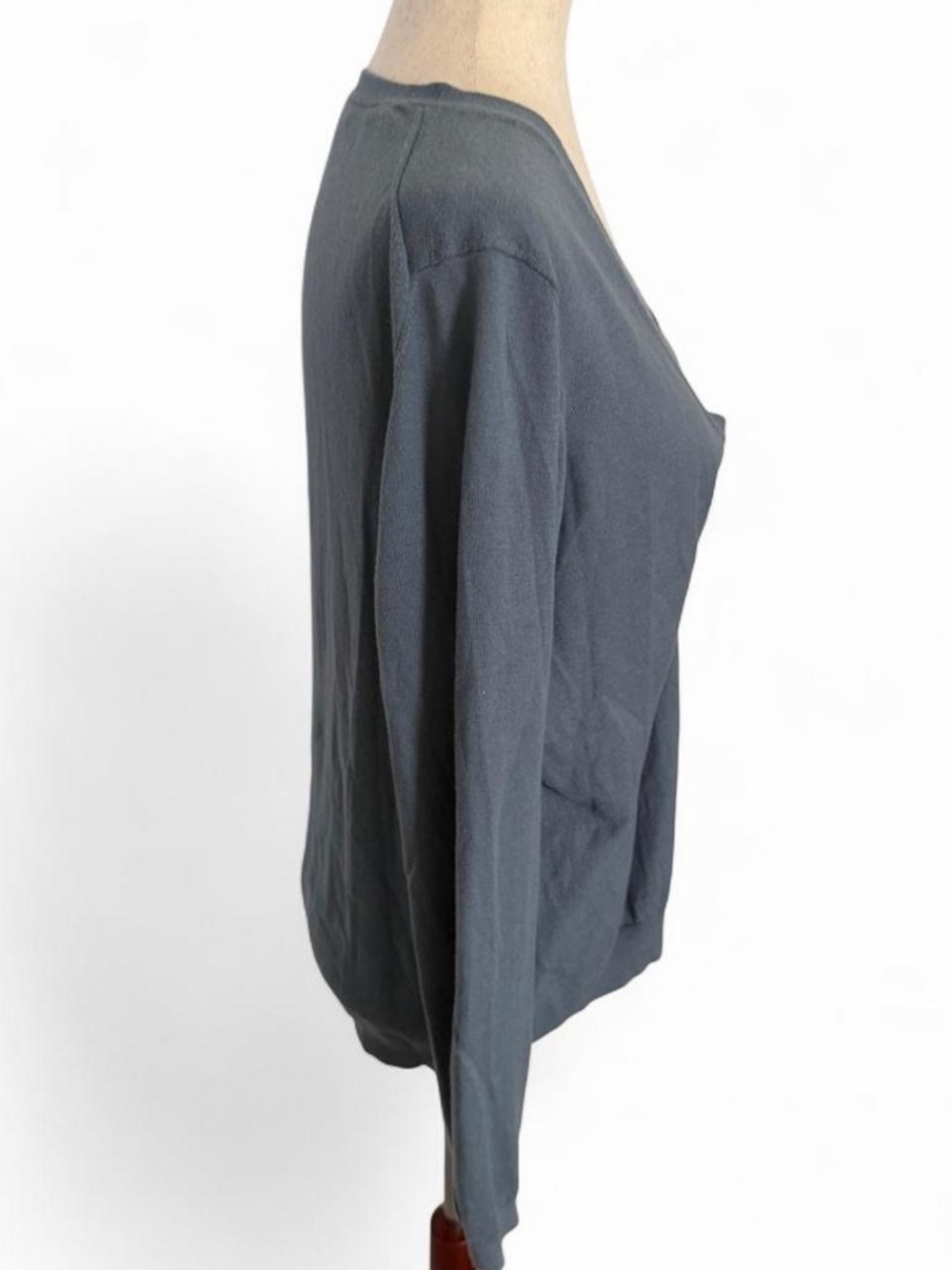 Ann Taylor XL Merino Wool Cardigan Sweater Blue Jeweled Button Classic Preppy - Picture 7 of 10